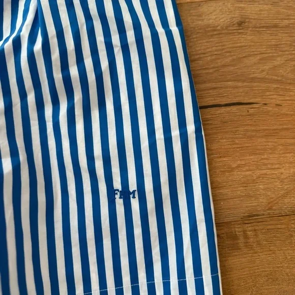 FRAME NWT Organic Cotton Women’s “boxer” shorts blue stripes with pockets - Picture 7 of 8
